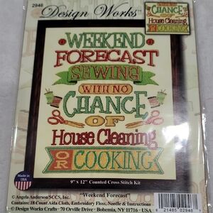 New/Sealed Design Works "Weekend Forecast" Counted Cross Stitch Kit